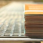 bound leaflets ready for delivery at a printer ** Note: Shallow depth of field